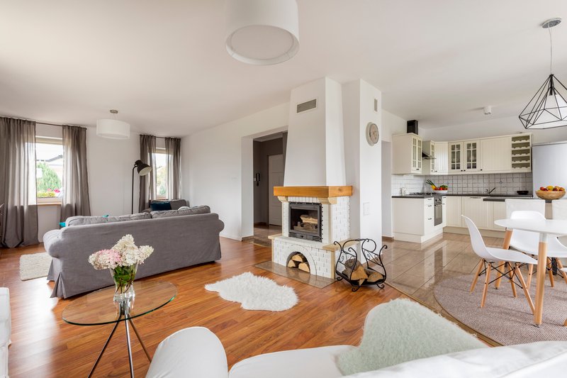 sala acogedora con chimenea